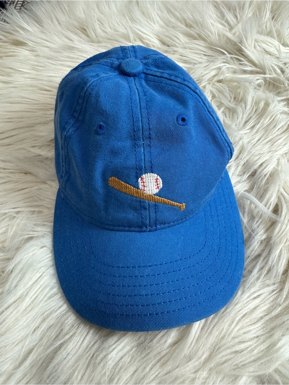Harding-Lane Kids Blue Baseball Cap with Embroidered Bat and Ball